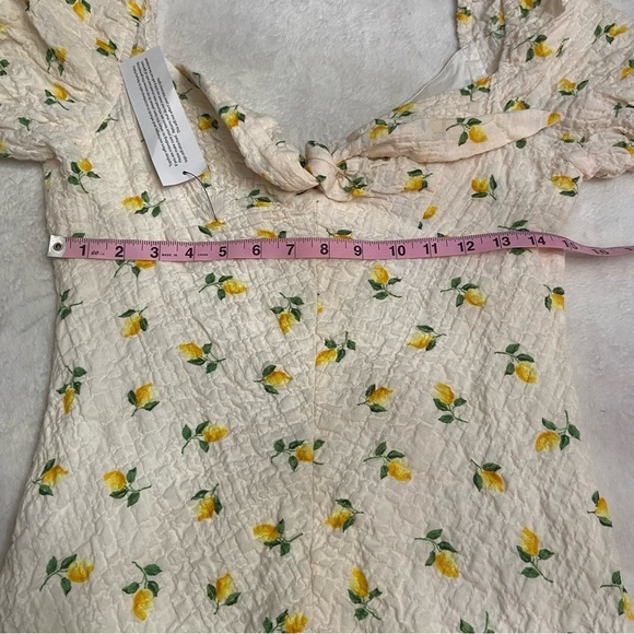 New! Topshop ruched front lemon mini dress textured cloth multi 28284 - Picture 12 of 14